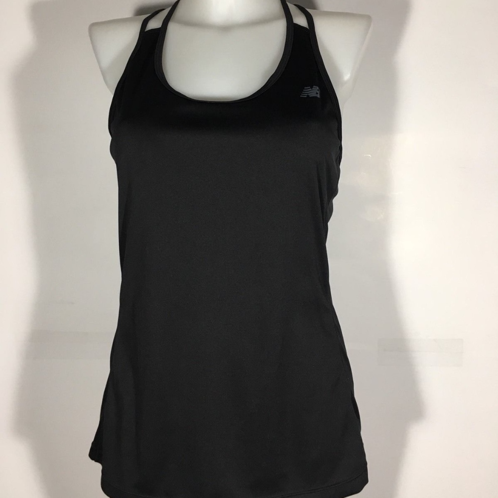 New Balance Dry Solid Black Straps Racerback Tank - image 3